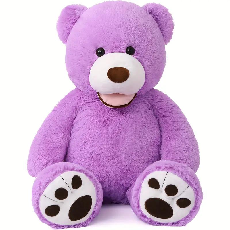 Large 39 inch Purple Teddy Bear with Paw Print Feet DeKalb Balloons
